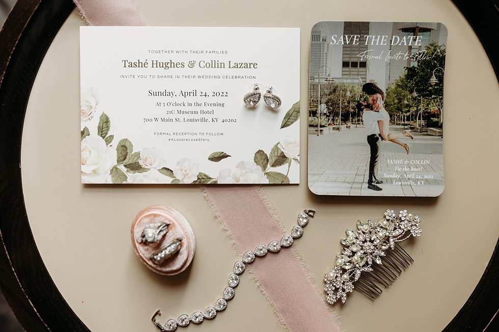  Bride's wedding details and acessories. Rooftop wedding and reception at 21C Hotel Louisville 