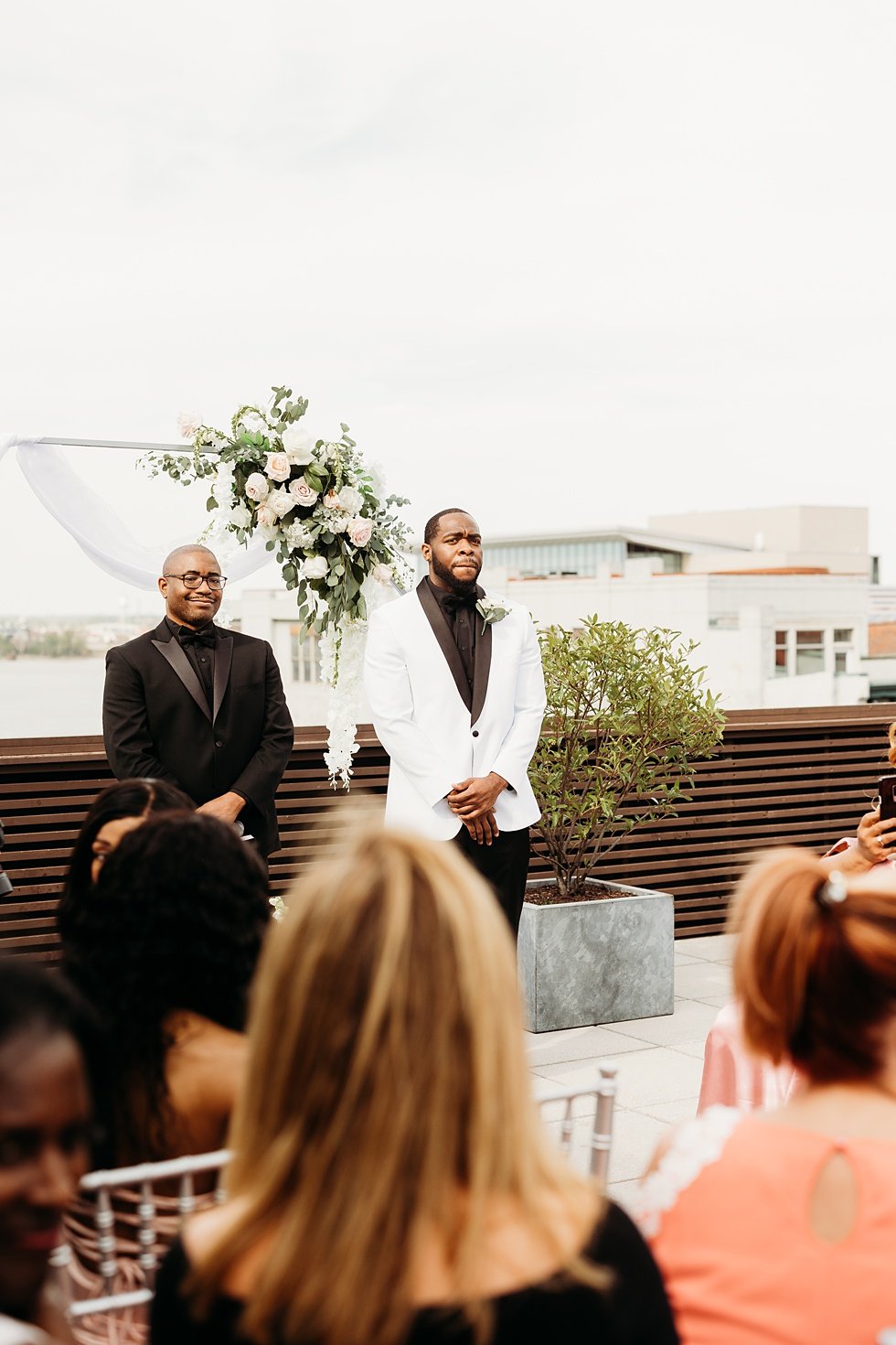  Rooftop wedding ceremony at 21c hotel Louisville.  