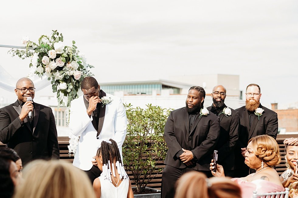  Rooftop wedding ceremony at 21c hotel Louisville.  