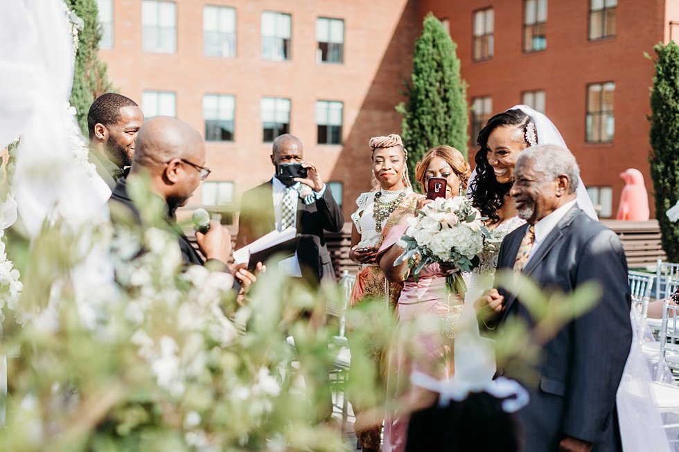  Rooftop wedding ceremony at 21c hotel Louisville.  