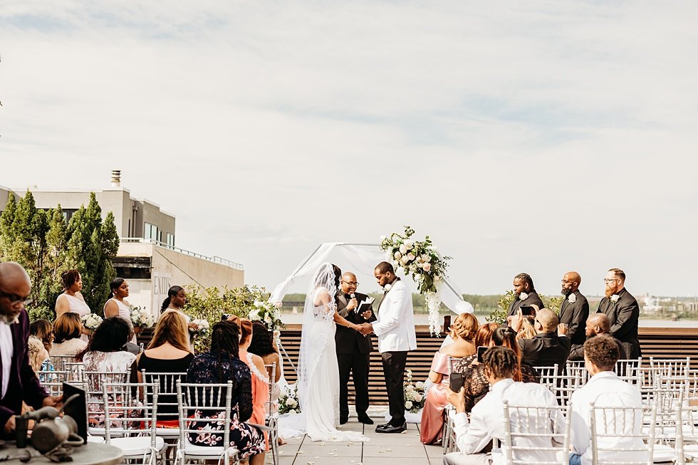  Rooftop wedding ceremony at 21c hotel Louisville.  