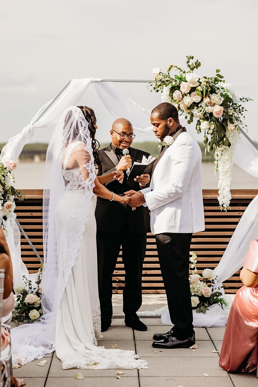  Rooftop wedding ceremony at 21c hotel Louisville.  