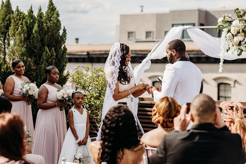  Rooftop wedding ceremony at 21c hotel Louisville.  