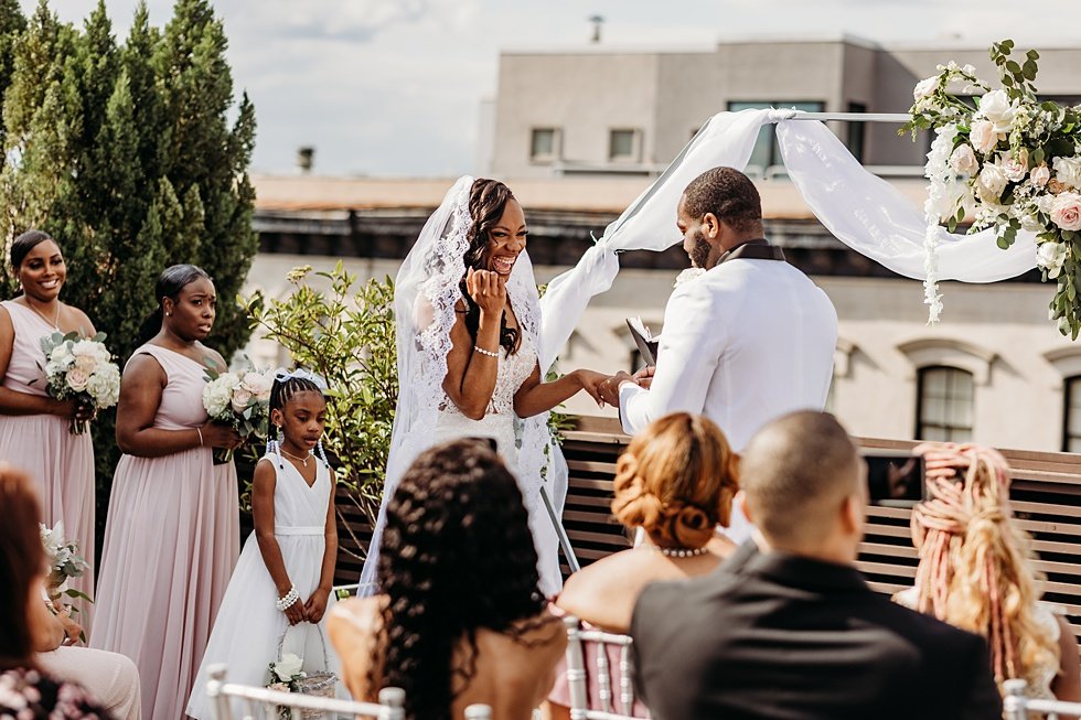  Rooftop wedding ceremony at 21c hotel Louisville.  