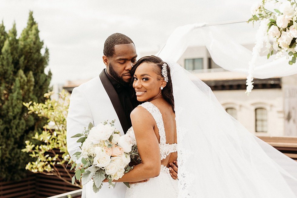  Rooftop bride and groom portraits at 21c hotel louisville, kentucky.  