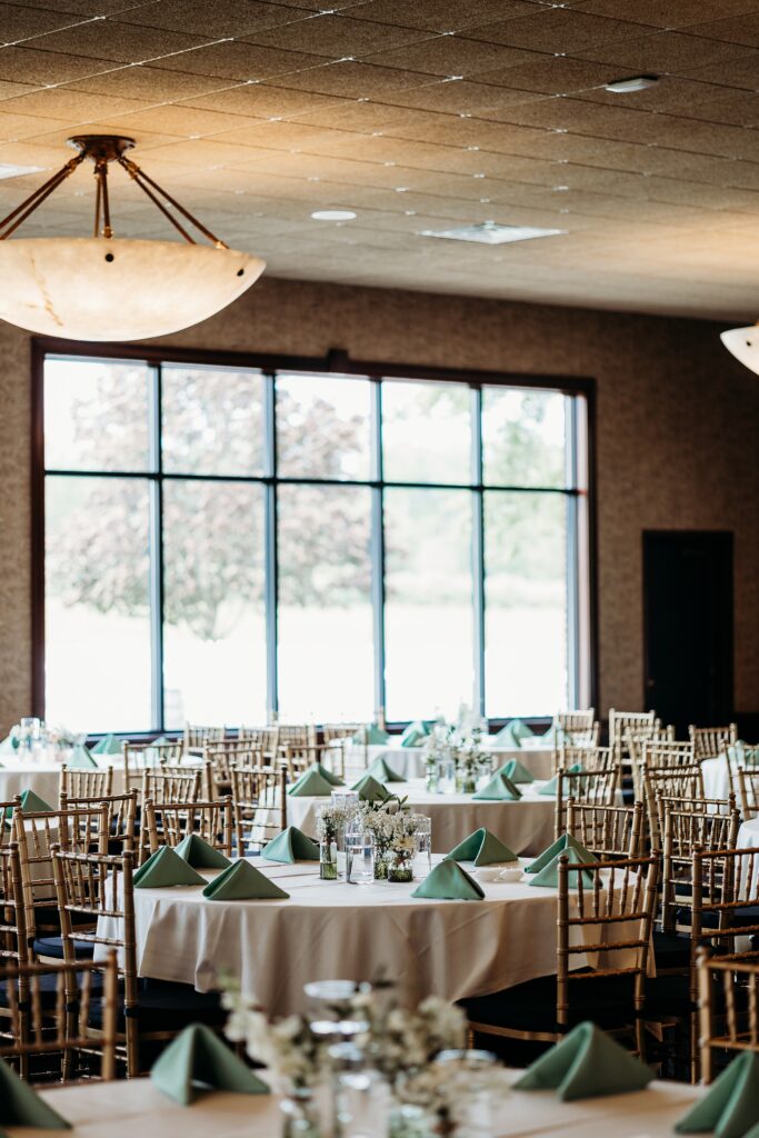 Reception setup in Plantation Hall at Huber's Winery